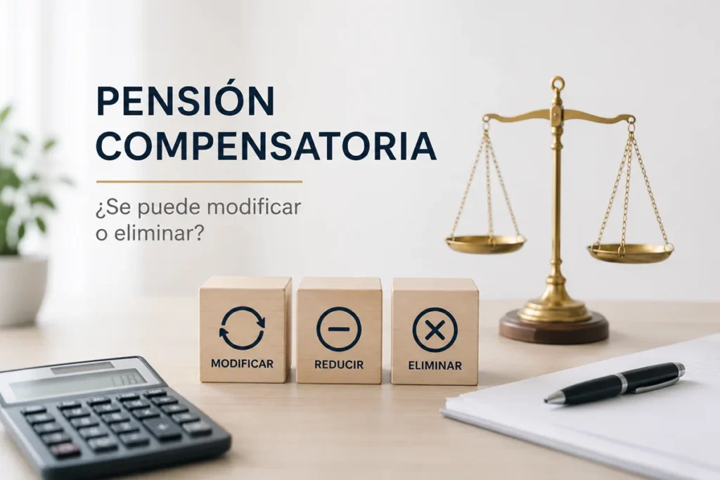 Abogado asesorando a una persona sobre la modificación o extinción de la pensión compensatoria tras un divorcio.
